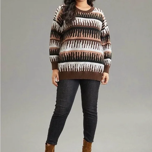 BloomChic Multicolor Geometric Sweater - Picture 6 of 10